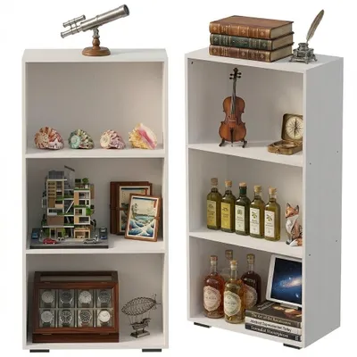 Produktbild von Modernes Bücherregal im Loft-Stil, weiß, mit Ablagen fürs Wohnzimmer, 120 cm hoch