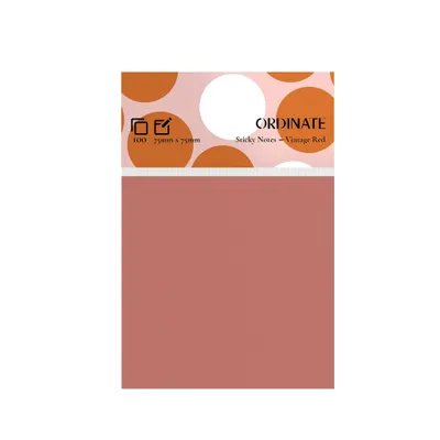 Produktbild von Ordinate-Vintage Red | Sticky Notes | Vintage Palette | 100 Blatt pro Blatt, 75 mm x 75 mm, Haftnotizen in Retrofarben für Notizen