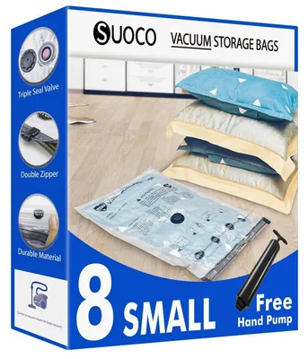 Produktbild von Vakuumbeutel Kleidung 8er Set S (60x40 cm) mit Handpumpe