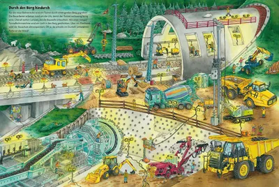 Image de Duden 24+: Bagger, Kran und Tunnelbau. Das große Wimmelbuch von der Baustelle