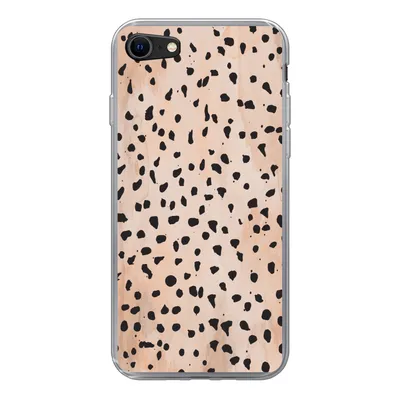 Produktbild von MuchoWow® Handyhülle Schutzhülle Hülle für iPhone 7 Polka dots - Schwarz - Marmor Silikon Softcase Handy Hülle - Kartenhalter