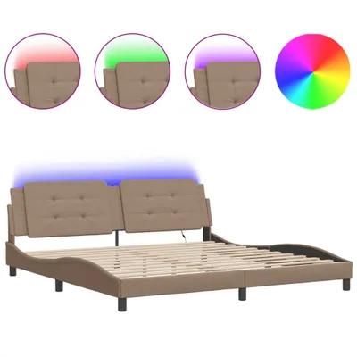 Obrázek produktu pro vidaXL Rám postele s LED bez matrace "Zadar" cappuccino-hnědý 200x200 cm