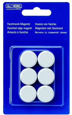 Obrázek produktu pro MAUL Magnet MAULpro kulatý 6 kusů 0,3 kg plast ferit nerozbitný erodovaný lakovaný Ø 2 x 0,75 cm bílý