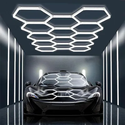 Produktbild von 14er-Pack Hexagon LED Deckenleuchte, 520W LED Wabenleuchte, geeignet DIY für Garagen, Fitnessstudios, Salons, Studios und Autowerkstatt