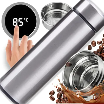 Produktbild von Thermobecher Smart Becher 500 ml Thermosbecher mit LED Temperaturanzeige Edelstahl Silber Kaffee to go