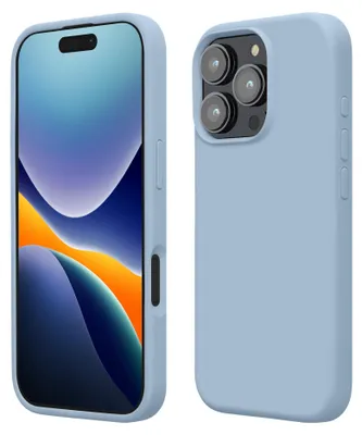 Produktbild von kwmobile Handyhülle für iPhone 16 Pro Hülle, für iPhone 16 Pro Case - Hülle Silikon - kabelloses Laden - Hellblau matt