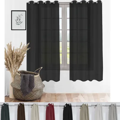 Produktbild von Ösenschal Blickdicht Ösenvorhang Ösengardine Gardine Gardinen Ösen Vorhang Vorhänge Schwarz 2 Stück 140cm (B) x 175cm(L)