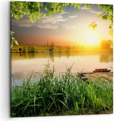 Produktbild von Bild auf Leinwand - Leinwandbild - Brücke See - 50x50cm - Wand Bild - Wanddeko - Wandbilder - Leinwanddruck - Bilder - Kunstdruck - Wanddekoration - Leinwand bilder - Wandkunst - AC50x50-3914