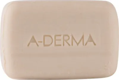 A close-up, centered shot of a bar of soap.