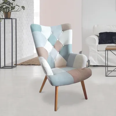 Image de Fauteuil Helsinki Patchwork Bleu