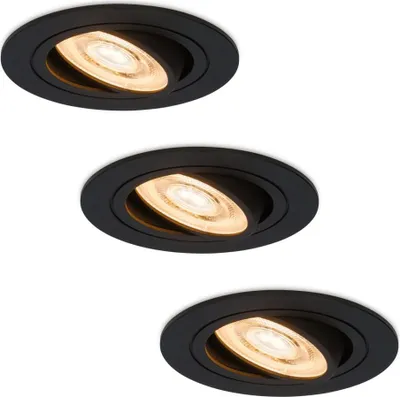 Produktbild von hoftronic LED Einbaustrahler 6W 570lm 2700K Schwarz dimmbar schwenkbar 3er Set