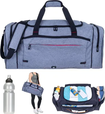 Produktbild von Sporttasche Reisetasche sehr groß Elephant XL 69 cm 55 Liter Saunatasche Freizeittasche Fitnesstasche Tasche Accent 1358 XL Grau + Flasche