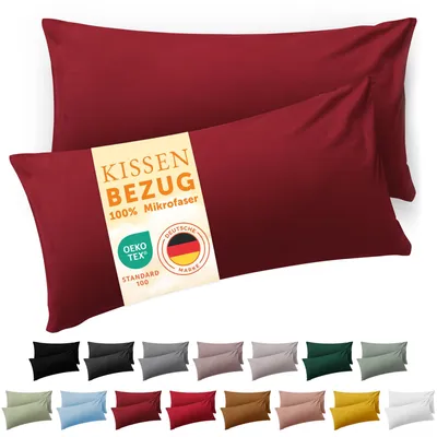 Productafbeelding van Kussenhoezen 40 x 60 cm, 2 Stuks -  gecertificeerd, 100% microfiber, wasmachinebestendig, Aurora Rood