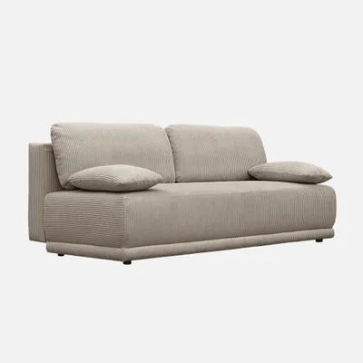Immagine prodotto di sweeek - Divano letto a 3 posti con rivestimento in velluto a coste e vano contenitore - Taupe