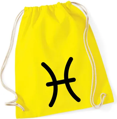 Produktbild von Huuraa Turnbeutel Fische Sternzeichen Zeichen 12 Liter Yellow Baumwolle Rucksack Geschenkidee