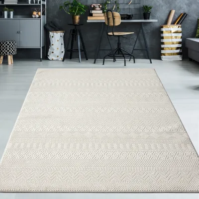 Obrázek produktu pro Recyklovaný koberec s drobnými vzory v krémové barvě - 200 x 290 cm