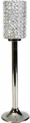 Produktbild von Kristall Crystallights Kerzenständer 'Vivian' (Größe: M) - Teelichthalter, Kerzenhalter, Kerzenleuchter, Tischdeko und Gastgeschenk silber, 11x63h