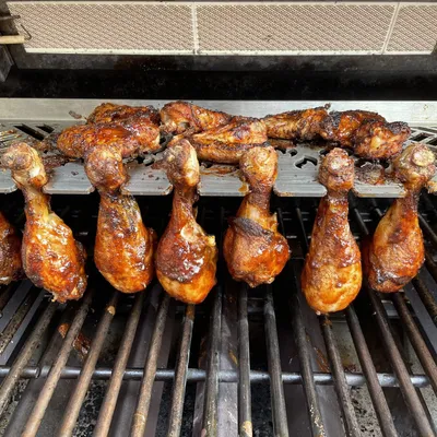 Image de Multistation en acier inoxydable | Grille de maintien au chaud pour Weber Summit série 400 | avec support Drumstick | 3mm d'épaisseur