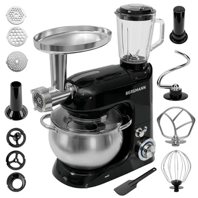 Zdjęcie produktu dla Robot kuchenny planetarny BERGMANN SC001 2400W BLACK 5L blender maszynka do mięsa