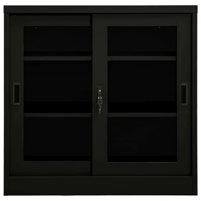 Produktbild von vidaXL Schrank mit Schiebetür Schwarz 90x40x90 cm Stahl