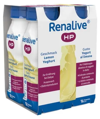 Immagine prodotto di Renalive Hp Gusto Yogurt Al Limone 4 Flaconi Da 200 Ml Senza Glutine