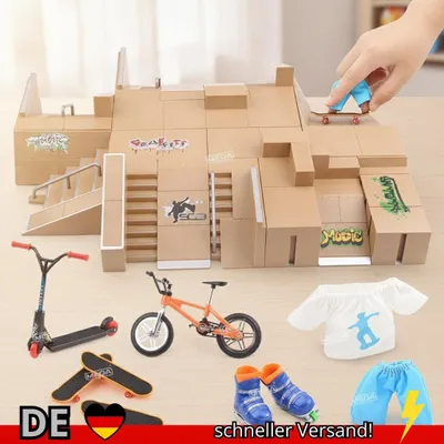 Produktbild von DIY Finger Skateboard Deck Rampe Set Pro Griffbrett Mini Skatepark Kit Stunt
