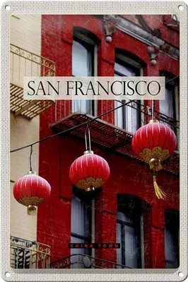 Produktbild von Blechschild Reise 20x30cm San Francisco Amerika rot China Town