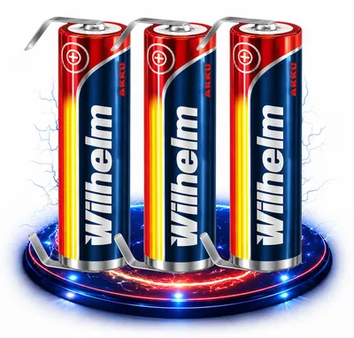Produktbild von 3 x Lithium Ionen Akku Wilhelm 3,7 V LÖTFAHNE U Form 800 mAh Typ 14500 Li Ion AA