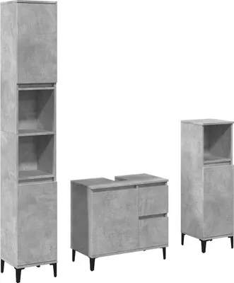 Immagine prodotto di Set Mobili da Bagno 3 pz Grigio Cemento in Legno Multistrato