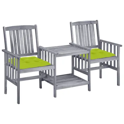 Image de vidaXL Chaises de jardin avec table de thé et coussins en bois massif d'acacia