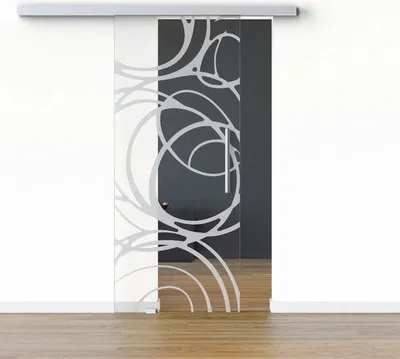 Produktbild von Pertura Glasschiebetür Komplettset Glera Mystic 01 775x2050 mm Links inkl.Beschlag Selir Aluminium natur,Stangengriff