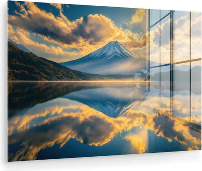 Produktbild von MuchoWow Glasbilder - Bilder auf Wandbild - Foto auf Glas Berg - Fluss - Sonnenuntergang 120x80 cm Wanddekoration aus Glas - Acrylglasbild - Acrylbilder - Abbildung