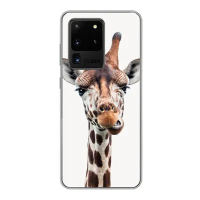Produktbild von MuchoWow® Handyhülle Schutzhülle Hülle für Samsung Galaxy S20 Ultra Jungen - Giraffe - Tiere - Kopf - Porträt - Kind - Mädchen Silikon Softcase Handy Hülle - Karteninhaber
