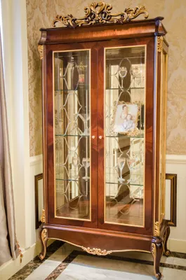 Produktbild von Vitrine Glas Schrank Wohnzimmer Schaufenster 2türige Vitrinen Barock Rokoko E70