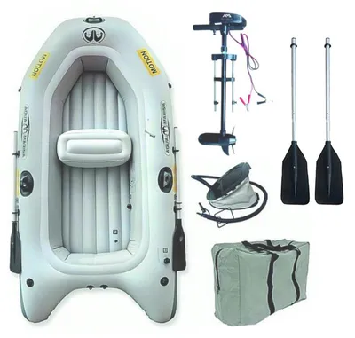 Image de Kit bateau pneumatique Aqua Marina Motion T-18 avec moteur électrique – Bateau de pêche et de loisirs gonflable