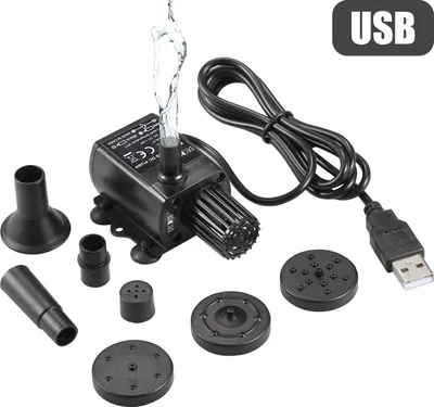 Obrázok produktu pre DECDEAL USB bezkefové vodné čerpadlo s filtrom na nečistoty, ultra tiché mini DC 5 V bezkefové čerpadlo na vodu a olej, vodotesné ponorné čerpadlo do fontány, akvária a jazierka, prietok 150 l/h, 1,2 W, výška zdvihu 3,28 ft