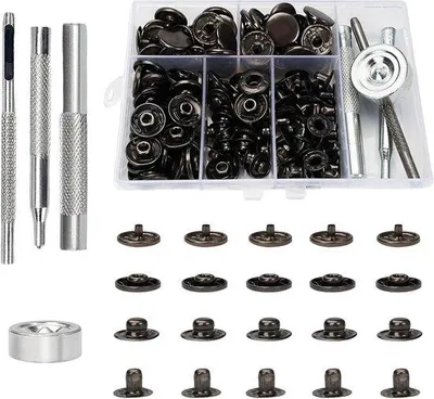 Produktbild von Edelstahl-Druckknoppen-Set 15mm für Kleidung, Taschen