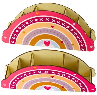 Produktbild von Schreibtisch-Organizer aus Holz für Kinder, Regenbogen-Pink