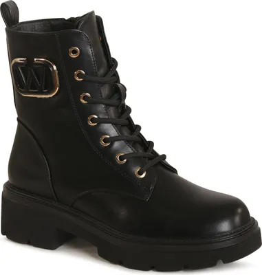 Produktbild von topschuhe24 3204 Damen Plateau Stiefeletten Worker Biker Boots, Farbe:Schwarz, Größe:38 EU