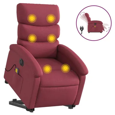 Image de Fauteuil inclinable de massage électrique Rouge bordeaux Tissu