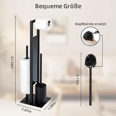 Produktbild von Toilettaschehalter und Toiletenschwamm stehend aus Edelstahl - schwarz