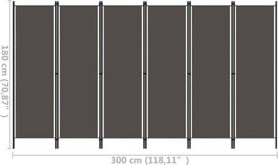 vidaXL 6-częściowy rozdzielacz do pokoju antracyt 300x180 cm