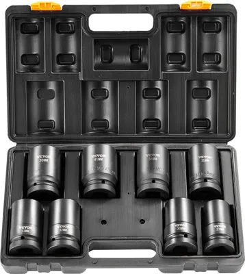 Immagine prodotto di Set di bussole a impatto 8 pezzi 6 punte 1" Kit di attrezzi con cricchetto e valigetta