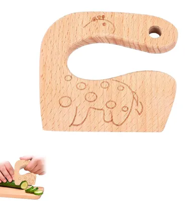 Holz-Kindermesser Hirsch, Montessori-Messer, sicheres Obstmesser, Feinmotorik