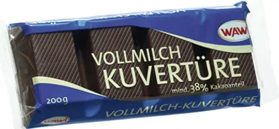 Produktbild von Wawi Kuvertüre Vollmilch 38% Kakaogehalt 200 g