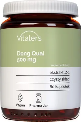Obrázek produktu pro Vitaler's Dong Quai 500 mg – 60 kapslí, veganské, 2měsíční doplněk stravy Bez konzervačních látek, čisté složení
