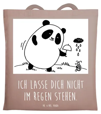Produktbild von Mr. & Mrs. Panda Shopping Tasche Panda Zusammenhalt - Braun Pastell - Geschenk, Laptoptasche, einkaufsshopper, Tote Bag, dokumententasche, Schultasche