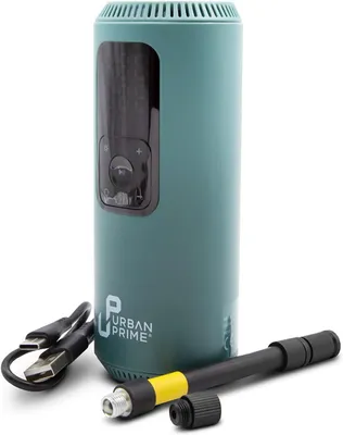 Produktbild von Urban Prime Tragbarer elektrischer Luftkompressor XP - Tragbarer Kompressor für Fahrräder, Motorräder, Roller, Bälle, mit Drucksensor, integriertem LED-Licht, 150 PSI, 2x1.200 mAh