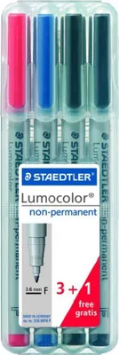 Produktbild von STAEDTLER Lumocolor NonPermanent Marker 316F 3+1 GRATIS Etui