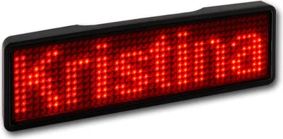 Produktbild von LED Namensschild Rot Name Tag 11x14 Pixel programmierbar USB Gehäuse schwarz